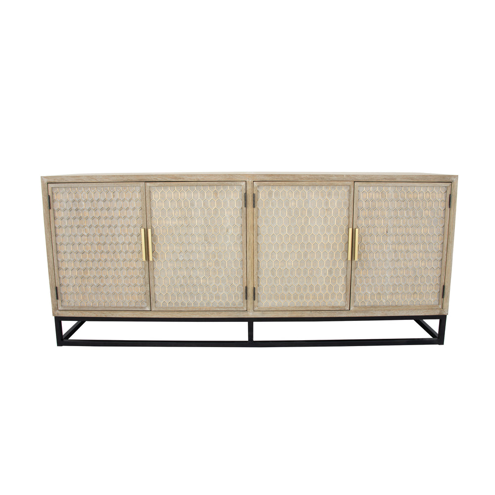 Zeugma Fr905 Natural Large Buffet - Distressed Oak Wood, Spacious Storage With Safety Features & Style Lightly Distressed,  Antiqued Oak Wood Finish Solid Wood Fr905 Natural