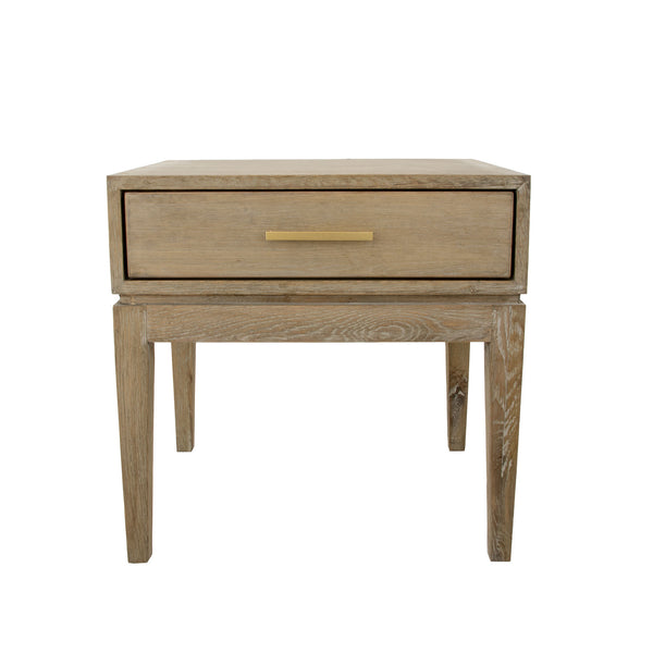 Zeugma Fr907 Elegant Solid Oak Side Table With Antiqued Mud Grey Finish - Perfect For Traditional Spaces Antiqued Mud Grey Finish Solid Oak Wood Fr907 Natural