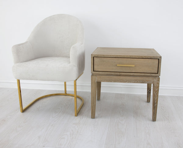 Zeugma Fr907 Elegant Solid Oak Side Table With Antiqued Mud Grey Finish - Perfect For Traditional Spaces Antiqued Mud Grey Finish Solid Oak Wood Fr907 Natural