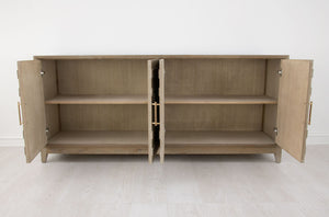 Zeugma Fr910 Natural Dark Oak Solid Wood Buffet With 4 Spacious Drawers, Durable Finish & Elegant Design Natural Dark Oak Wood Finish Solid Wood Fr910 Natural