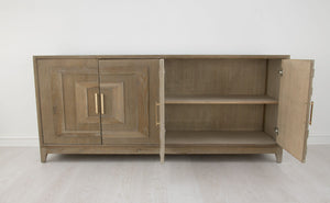 Zeugma Fr910 Natural Dark Oak Solid Wood Buffet With 4 Spacious Drawers, Durable Finish & Elegant Design Natural Dark Oak Wood Finish Solid Wood Fr910 Natural