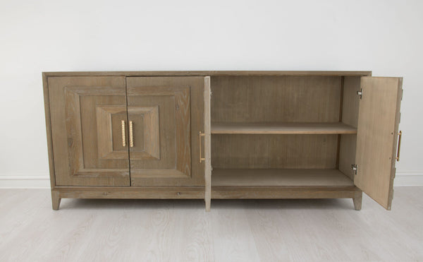 Zeugma Fr910 Natural Dark Oak Solid Wood Buffet With 4 Spacious Drawers, Durable Finish & Elegant Design Natural Dark Oak Wood Finish Solid Wood Fr910 Natural