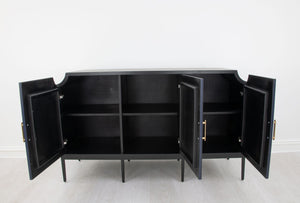 Zeugma Fr914 Navy Buffet - Solid Wood Elegance With Spacious Storage, Hand-applied Finish, 60" Width Rich Navy Blue Finish On The Doors With Black Framing And Interior Solid Wood Fr914 Navy