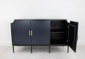 Zeugma Fr914 Navy Buffet - Solid Wood Elegance With Spacious Storage, Hand-applied Finish, 60" Width Rich Navy Blue Finish On The Doors With Black Framing And Interior Solid Wood Fr914 Navy
