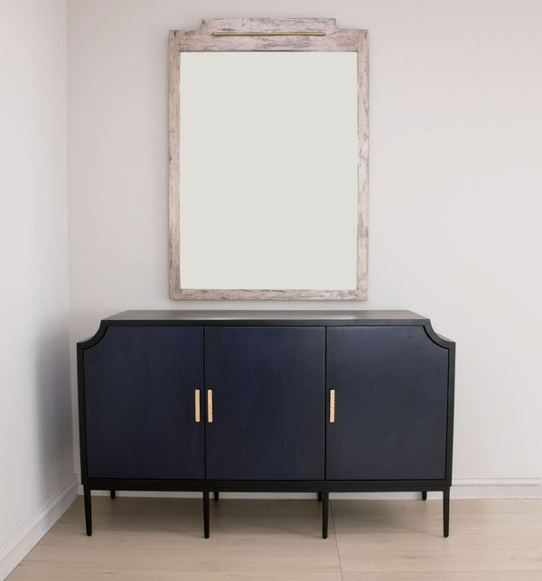 Zeugma Fr914 Navy Buffet - Solid Wood Elegance With Spacious Storage, Hand-applied Finish, 60" Width Rich Navy Blue Finish On The Doors With Black Framing And Interior Solid Wood Fr914 Navy