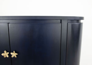 Zeugma Fr915 Elegant Solid Wood Demilune Cabinet With Spacious Drawers - Durable, Timeless Design For Home Rich Navy Blue Finish Solid Wood Fr915 Navy