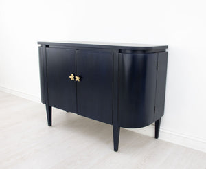 Zeugma Fr915 Elegant Solid Wood Demilune Cabinet With Spacious Drawers - Durable, Timeless Design For Home Rich Navy Blue Finish Solid Wood Fr915 Navy