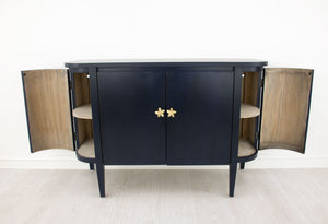 Zeugma Fr915 Elegant Solid Wood Demilune Cabinet With Spacious Drawers - Durable, Timeless Design For Home Rich Navy Blue Finish Solid Wood Fr915 Navy