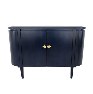 Zeugma Fr915 Elegant Solid Wood Demilune Cabinet With Spacious Drawers - Durable, Timeless Design For Home Rich Navy Blue Finish Solid Wood Fr915 Navy