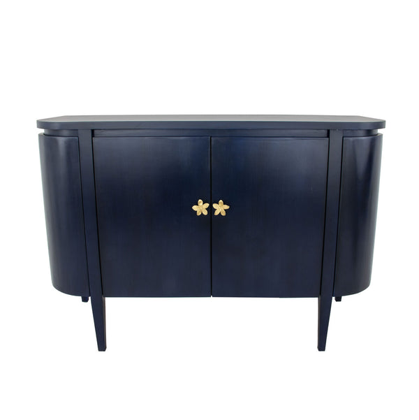 Zeugma Fr915 Elegant Solid Wood Demilune Cabinet With Spacious Drawers - Durable, Timeless Design For Home Rich Navy Blue Finish Solid Wood Fr915 Navy