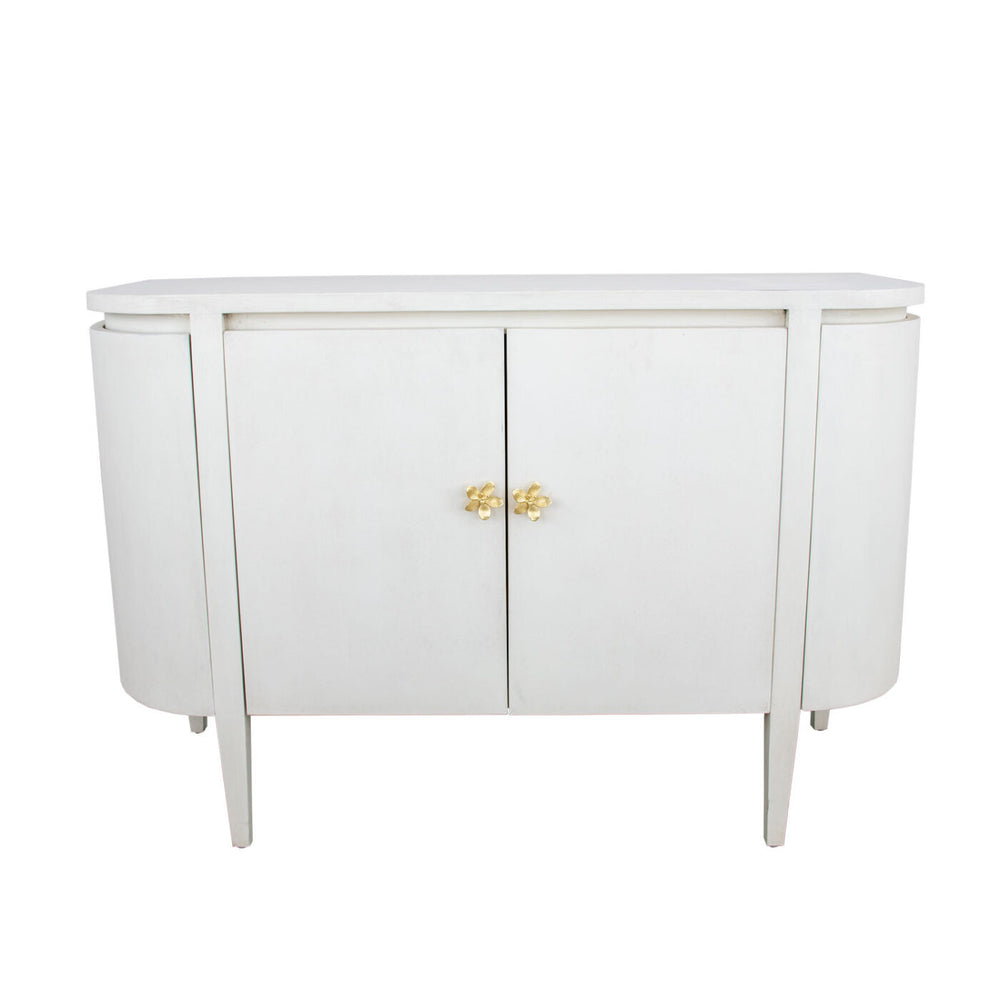 Zeugma Fr915 Elegant Solid Wood Demilune Cabinet With Spacious Drawers - Durable, Timeless Design For Home Rich Lightly Distressed White Finish Solid Wood Fr915 White
