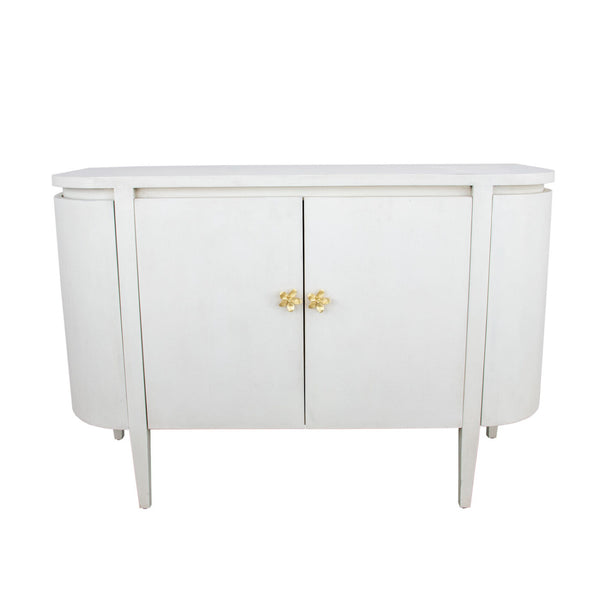 Zeugma Fr915 Elegant Solid Wood Demilune Cabinet With Spacious Drawers - Durable, Timeless Design For Home Rich Lightly Distressed White Finish Solid Wood Fr915 White
