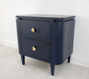 Zeugma Fr918 Elegant White Nightstand With Spacious Drawers And Soft-close Mechanism For Modern Bedrooms Rich Navy Blue Finish Solid Wood Fr918 Navy