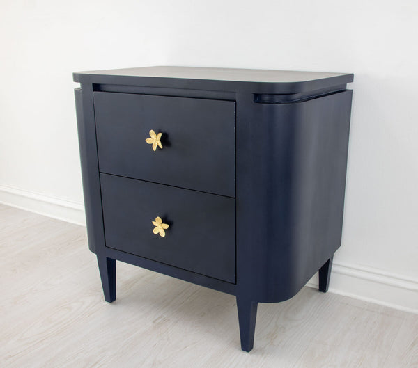 Zeugma Fr918 Elegant White Nightstand With Spacious Drawers And Soft-close Mechanism For Modern Bedrooms Rich Navy Blue Finish Solid Wood Fr918 Navy