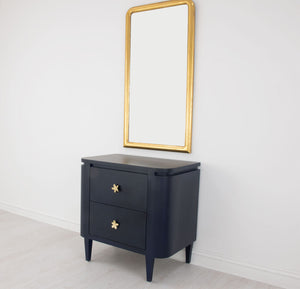 Zeugma Fr918 Elegant White Nightstand With Spacious Drawers And Soft-close Mechanism For Modern Bedrooms Rich Navy Blue Finish Solid Wood Fr918 Navy