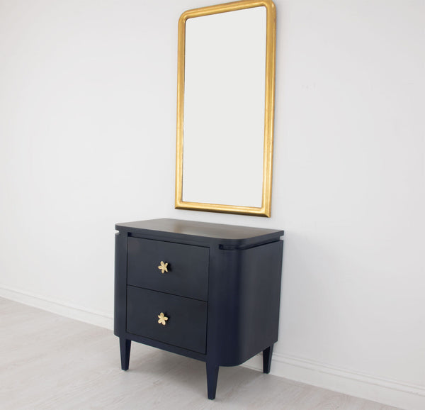 Zeugma Fr918 Elegant White Nightstand With Spacious Drawers And Soft-close Mechanism For Modern Bedrooms Rich Navy Blue Finish Solid Wood Fr918 Navy
