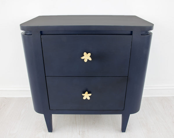 Zeugma Fr918 Elegant White Nightstand With Spacious Drawers And Soft-close Mechanism For Modern Bedrooms Rich Navy Blue Finish Solid Wood Fr918 Navy