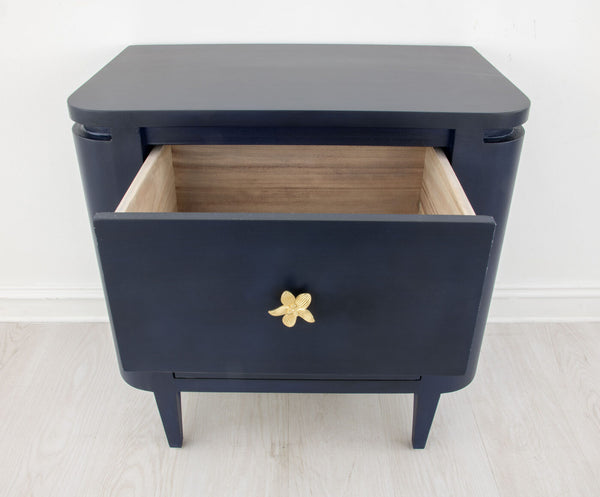 Zeugma Fr918 Elegant White Nightstand With Spacious Drawers And Soft-close Mechanism For Modern Bedrooms Rich Navy Blue Finish Solid Wood Fr918 Navy