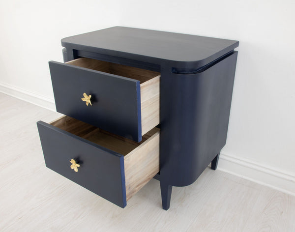 Zeugma Fr918 Elegant White Nightstand With Spacious Drawers And Soft-close Mechanism For Modern Bedrooms Rich Navy Blue Finish Solid Wood Fr918 Navy