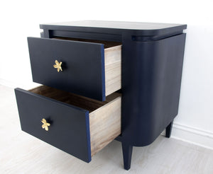 Zeugma Fr918 Elegant White Nightstand With Spacious Drawers And Soft-close Mechanism For Modern Bedrooms Rich Navy Blue Finish Solid Wood Fr918 Navy