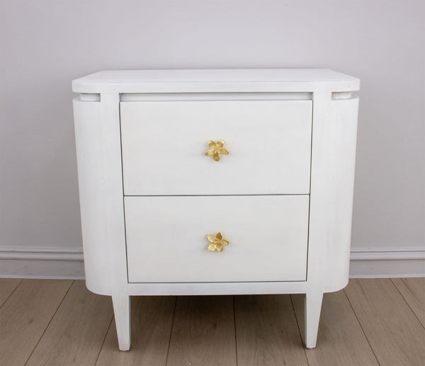 Zeugma Fr918 Elegant White Nightstand With Spacious Drawers And Soft-close Mechanism For Modern Bedrooms Rich White Finish Solid Wood Fr918 White