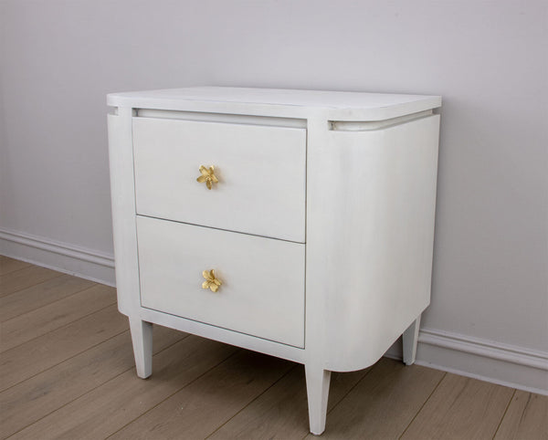 Zeugma Fr918 Elegant White Nightstand With Spacious Drawers And Soft-close Mechanism For Modern Bedrooms Rich White Finish Solid Wood Fr918 White