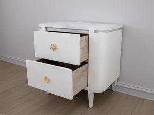 Zeugma Fr918 Elegant White Nightstand With Spacious Drawers And Soft-close Mechanism For Modern Bedrooms Rich White Finish Solid Wood Fr918 White