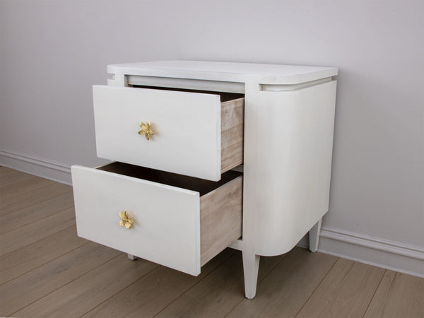 Zeugma Fr918 Elegant White Nightstand With Spacious Drawers And Soft-close Mechanism For Modern Bedrooms Rich White Finish Solid Wood Fr918 White