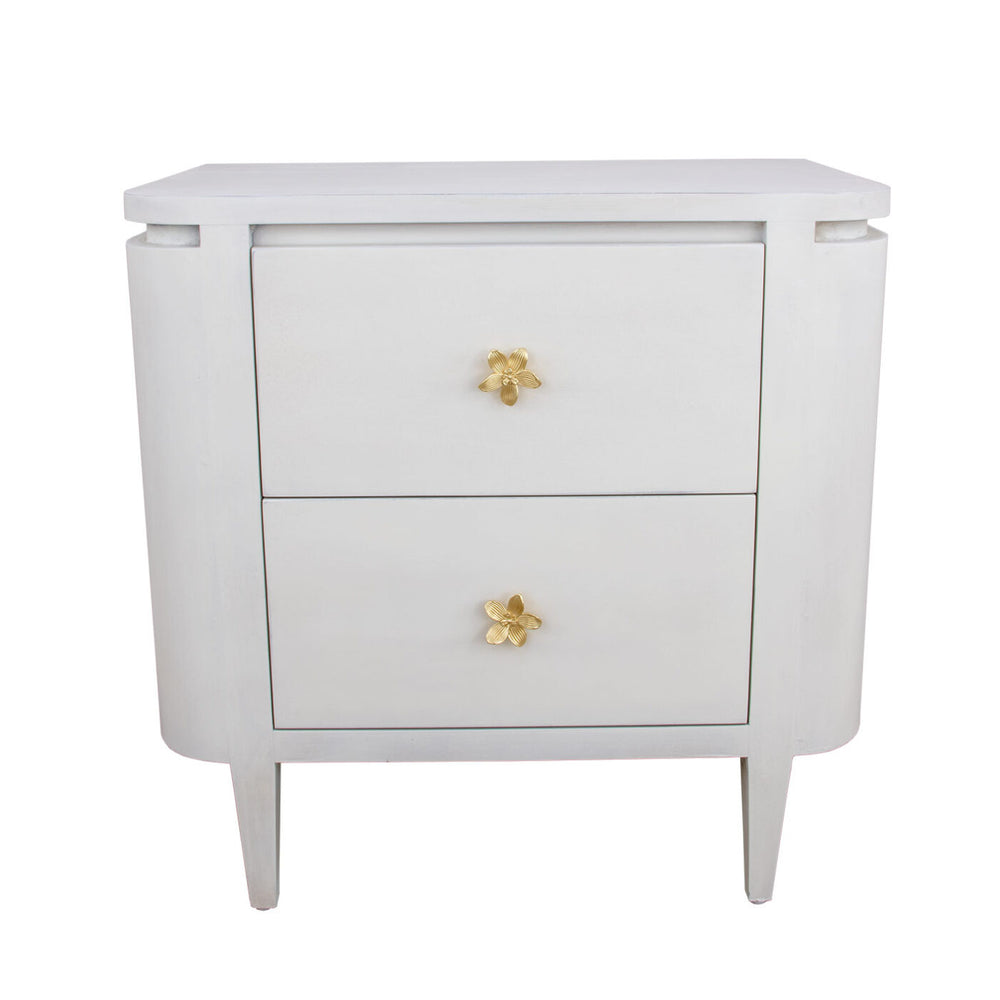 Zeugma Fr918 Elegant White Nightstand With Spacious Drawers And Soft-close Mechanism For Modern Bedrooms Rich White Finish Solid Wood Fr918 White