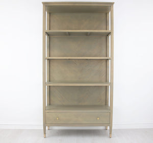 Zeugma Fr920 Solid Wood Bookcase With 4 Shelves & Drawer - Elegant Storage Solution For Your Home Decor Natural Tuscan Oak Wood Finish Solid Wood Fr920 Tuscan