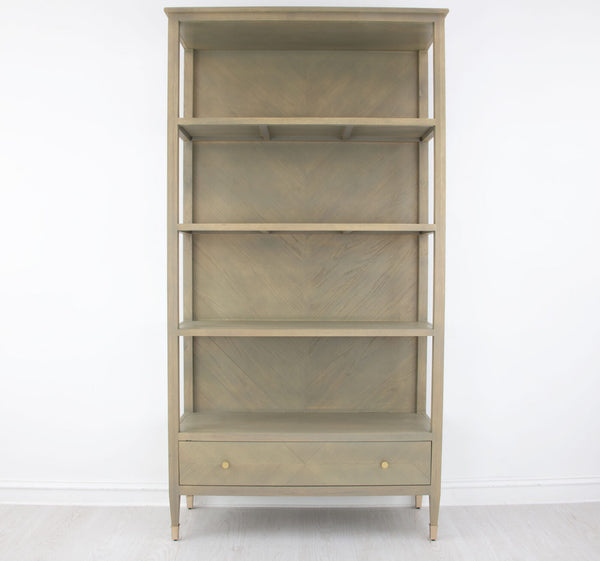 Zeugma Fr920 Solid Wood Bookcase With 4 Shelves & Drawer - Elegant Storage Solution For Your Home Decor Natural Tuscan Oak Wood Finish Solid Wood Fr920 Tuscan