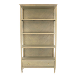 Zeugma Fr920 Solid Wood Bookcase With 4 Shelves & Drawer - Elegant Storage Solution For Your Home Decor Natural Tuscan Oak Wood Finish Solid Wood Fr920 Tuscan