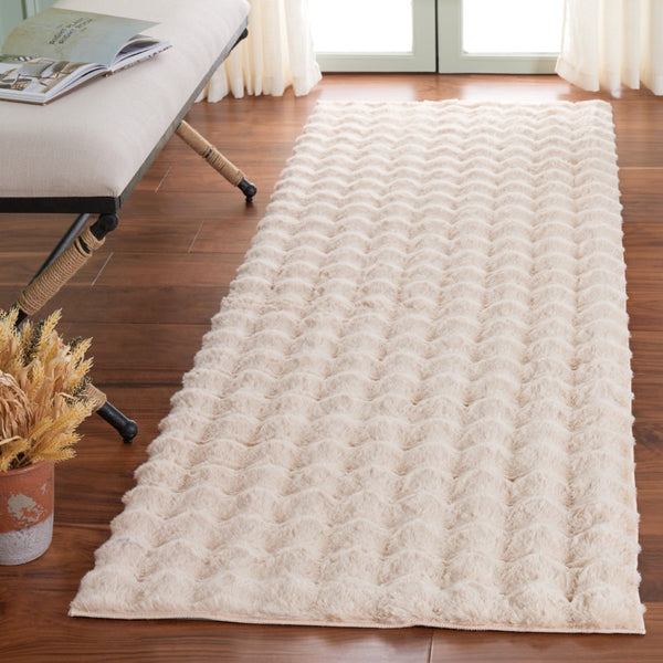Safavieh Faux Rabbit Bubble Area Rug - Luxurious Ivory Design, Durable, Slip-resistant, Easy To Clean, Chic Decor Beige Polyester Frb100b-8