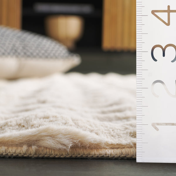 Safavieh Faux Runner Area Rug - Luxurious Plush Design, Slip-resistant & Washable For Elegant Living Spaces Beige Polyester Frb100b-57