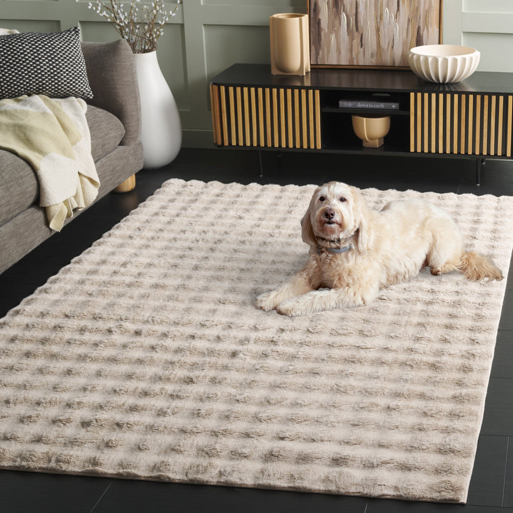 Safavieh Faux Runner Area Rug - Luxurious Plush Design, Slip-resistant & Washable For Elegant Living Spaces Beige Polyester Frb100b-57