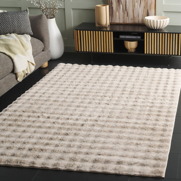 Safavieh Faux Rabbit Bubble Area Rug - Luxurious Ivory Design, Durable, Slip-resistant, Easy To Clean, Chic Decor Beige Polyester Frb100b-8