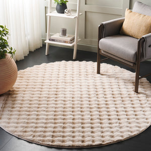 Safavieh Faux Rabbit Bubble Area Rug - Luxurious Ivory Design, Durable, Slip-resistant, Easy To Clean, Chic Decor Beige Polyester Frb100b-8