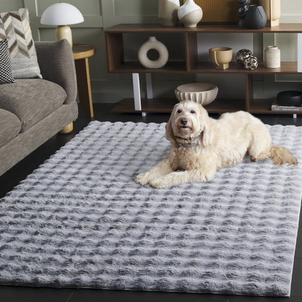 Safavieh Faux Runner Area Rug - Luxurious Plush Design, Slip-resistant & Washable For Elegant Living Spaces Grey Polyester Frb100f-57