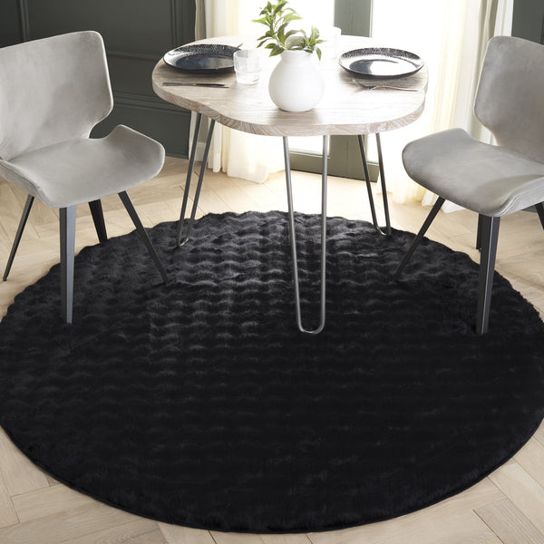 Safavieh Faux Runner Area Rug - Luxurious Plush Design, Slip-resistant & Washable For Elegant Living Spaces Black Polyester Frb100z-6r