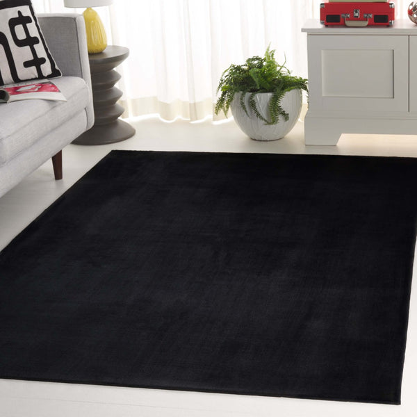 Safavieh Faux Rabbit Fur Area Rug - Elegant & Durable Design For High-traffic Spaces, Easy To Clean, Non-slip Black Polyester Frf100z-212