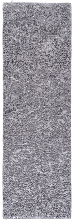 Safavieh Faux Plush Metallic Silver Area Rug With Faux Rabbit Fiber — Modern Grey Shimmer, Low-Profile, Durable 4'-0" x 6'-0" FRF300F-4