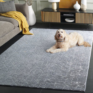 Safavieh Faux Rabbit Metallic Silver Round Area Rug — Plush Low Pile Polyester, Slip-Resistant Modern Luxe 6'-0" x 6'-0" FRF300F-6R