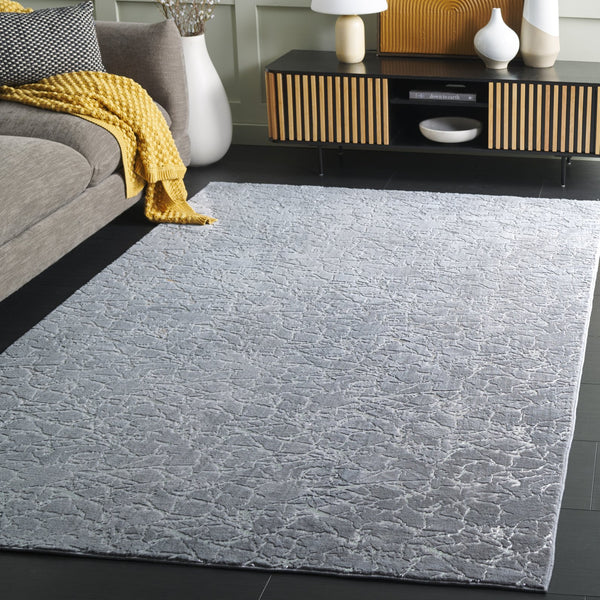 Safavieh Faux Plush Metallic Silver Area Rug With Faux Rabbit Fiber — Modern Grey Shimmer, Low-Profile, Durable 4'-0" x 6'-0" FRF300F-4