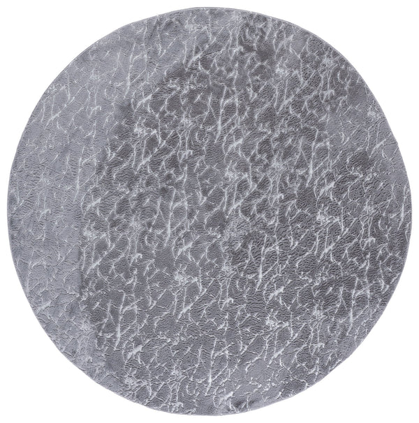 Safavieh Faux Plush Metallic Silver Area Rug — Modern Grey Tone, Power-Loomed Polyester, Soft 5/8" Pile, Slip-Resistant 6'-0" x 6'-0" FRF300F-6SQ