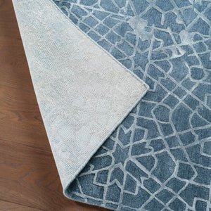 Jaipur Living Jaipur Living Tattvam Hand-tufted Viscose Wool Lattice Rug in Cool Blue Gray RSW104704