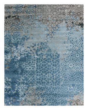 Jaipur Living Jaipur Living Tattvam Hand-tufted Viscose Wool Lattice Rug in Cool Blue Gray RSW104704