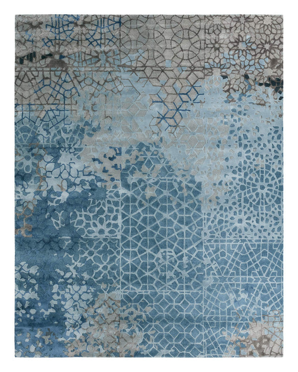 Jaipur Living Jaipur Living Tattvam Hand-tufted Viscose Wool Lattice Rug in Cool Blue Gray RSW104704