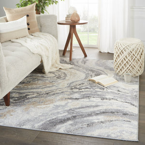Jaipur Living Ferris Gatlin Frr05 Powerloomed Machinemade 70% Polypropylene 30% Polyester Shag Abstract Indoor Rug Gray, Cream 70% Polypropylene 30% Polyester Rug148776