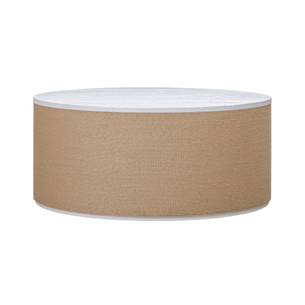 Lh Imports Fresco Coffee Table - Modern Solid Mindi Wood Design With Elegant White Finish & Unique Texture Features Brown,White Solid Mindi Wood,Natural Paper Cord,Mdf Frs032