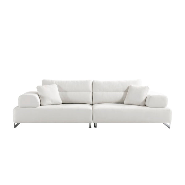 Pasargad Home Ravenna Modern Faux Suede Sofa With Sliding Backrest & Armrests For Ultimate Comfort White Faux Suede Pslm-012-3